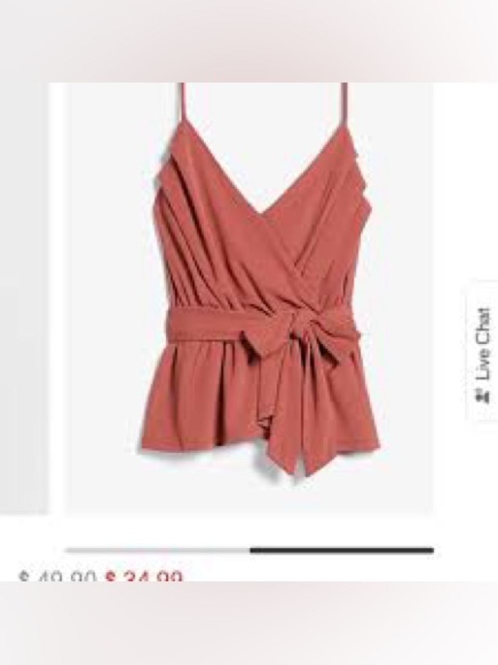 Express pink wrap top with a tie front and spaghetti straps